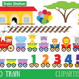 Zoo Train Clipart / Animal Train Clipart / Zoo Clipart / Baby Shower - Instant Download