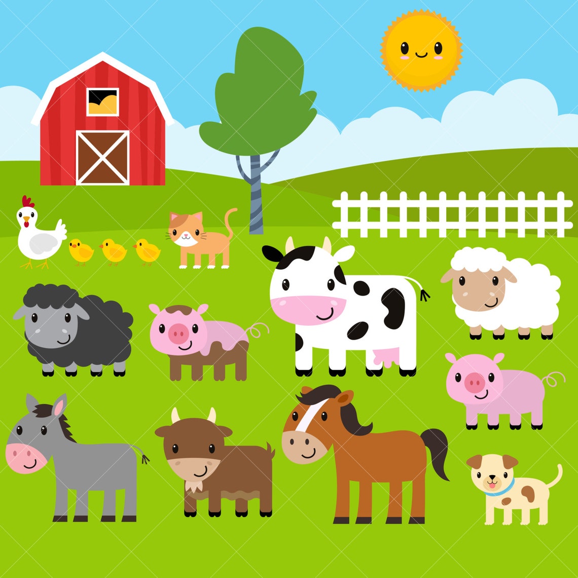 Farm Animals Clipart / Farm Clip Art / Barnyard Animals Etsy