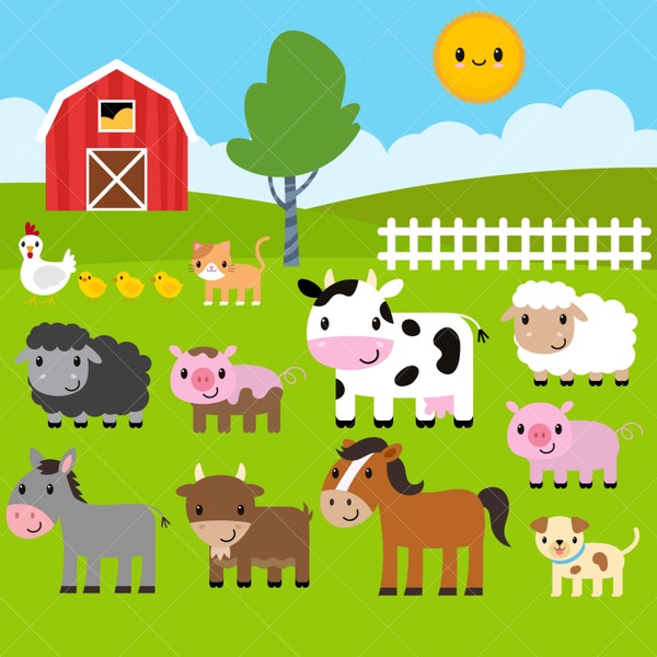 Farm Animals Clipart / Farm Clip Art / Barnyard Animals