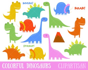 Clipartów dinozaur | Dino kolorowe obiekty clipart