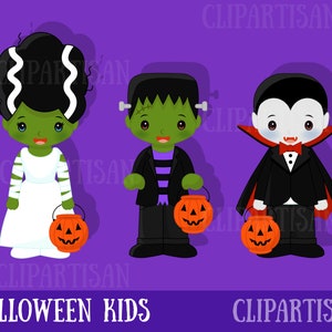 Halloween Kids Costume Clipart Trick or Treat Graphics - Etsy