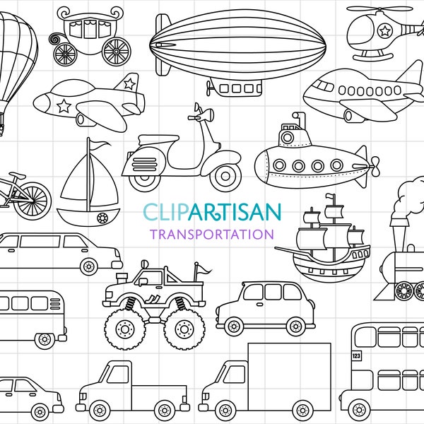 Transportation Clipart, Trains, Planes and Trucks Clipart PNG SVG