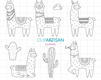 Llama Clipart, Alpaca Printable, Pretty Llamas and Alpacas | Digital Stamps | EPS