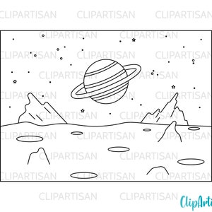 Space Background Scenes Clip Art, Astronaut Busy Book Pages, Mars, Moon, Solar System Background, PNG, Instant Download, 0039 image 2