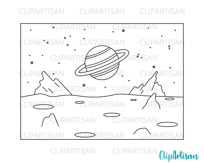 Space Background Scenes Clip Art, Astronaut Busy Book Pages, Mars, Moon, Solar System Background, PNG, Instant Download, 0039 image 2