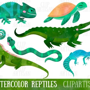 Reptiles Clipart, Chameleon, Crocodile, Lizard, Snake, Turtle