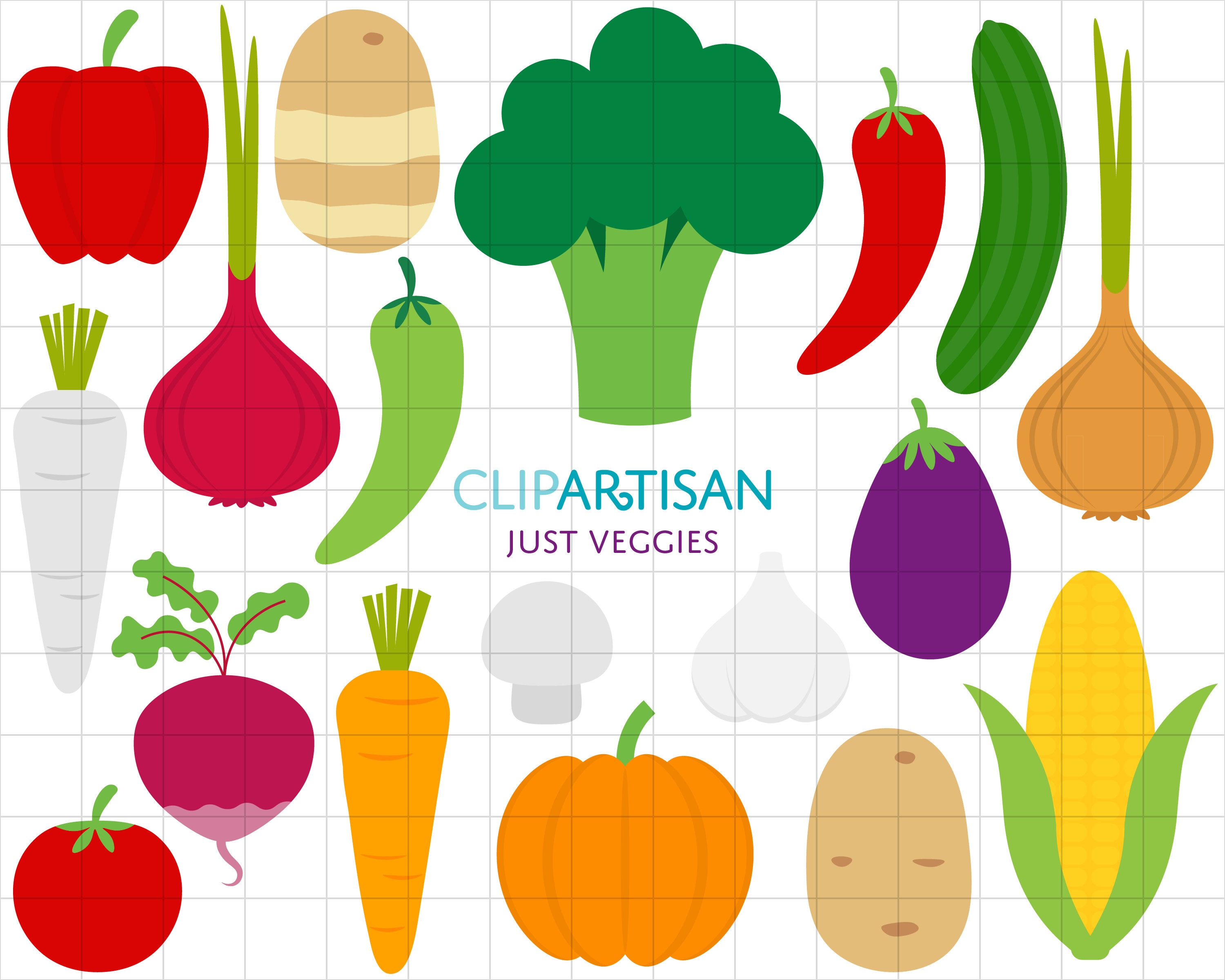 Vegetables Clipart Veggies Clip Art Broccoli Carrot Onion Etsy UK