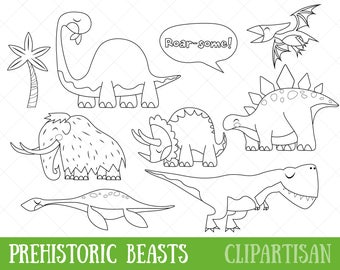 Dinosaur clipart | Prehistoryczne zwierzęta cyfrowe znaczki | PNG | Eps