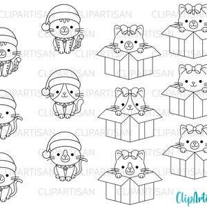 Christmas Cats Clipart Meowy Christmas kittens Kitty Cats Kitties Pets Graphics Digital Stamps PNG JPEG SVG Instant Download 0002
