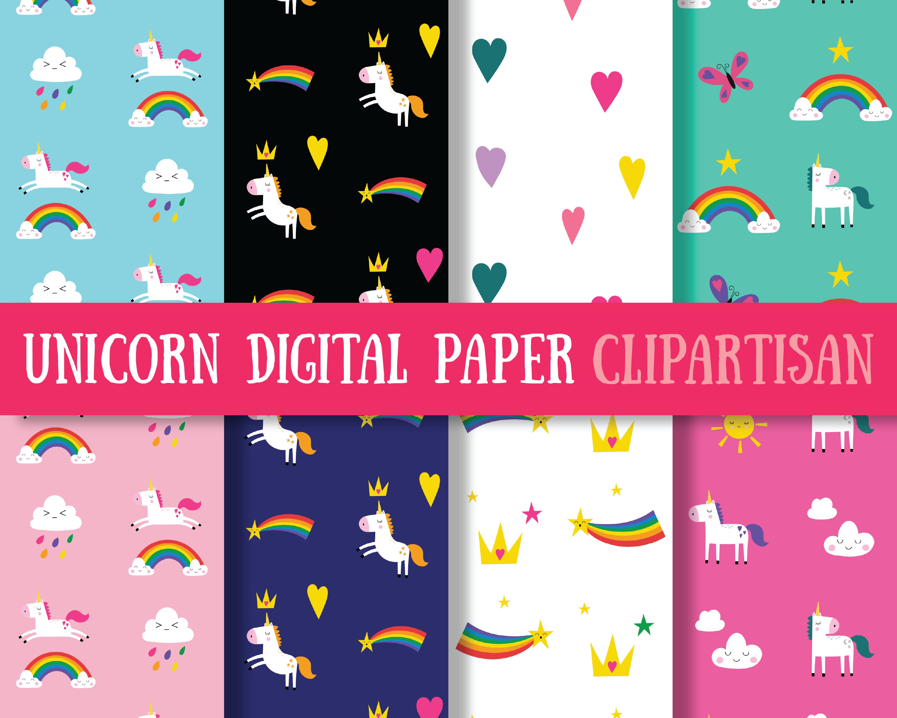 Unicorn Digital Paper Scrapbook Papers / Scrapbooking / Etsy