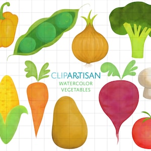 Waterolor Vegetables Clipart | Healthy Food Clip Art | Veggies