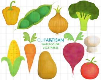 Waterolor Vegetables Clipart | Healthy Food Clip Art | Veggies