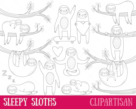 Clipart Paresseux Dessin Au Trait Mignons Paresseux Etsy France Clipart Paresseux Dessin Au Trait Mignons Paresseux Etsy France