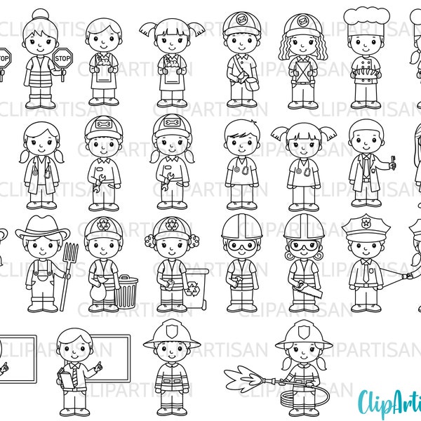 Community Helpers Clipart, Job Clip Art, Profession Clipart, Occupations, PNG, SVG