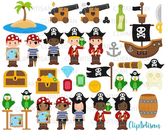 Pirate Clip Art, Pirates Clipart, Pirate Ship SVG, Treasure Island Set INSTANT DOWNLOAD 0007