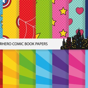Comic Book Digital Papers, Superhero Comic Background, Comic Text, 12&quot; x 12&quot; PNG INSTANT DOWNLOAD 0020