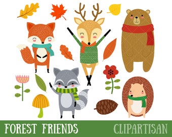 Forest Friends Clipart / Woodland Clipart / Cute Woodland Animals