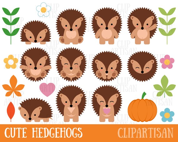 Cute Hedgehogs Clipart, Woodland Animal Clipart