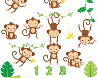 Monkey Clipart / Monkeys Clipart / Baby Monkey Clipart