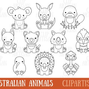 Australian Animals Digital Stamps, Koala, Kangaroo, Wombat, Adobe Illustrator File, SVG
