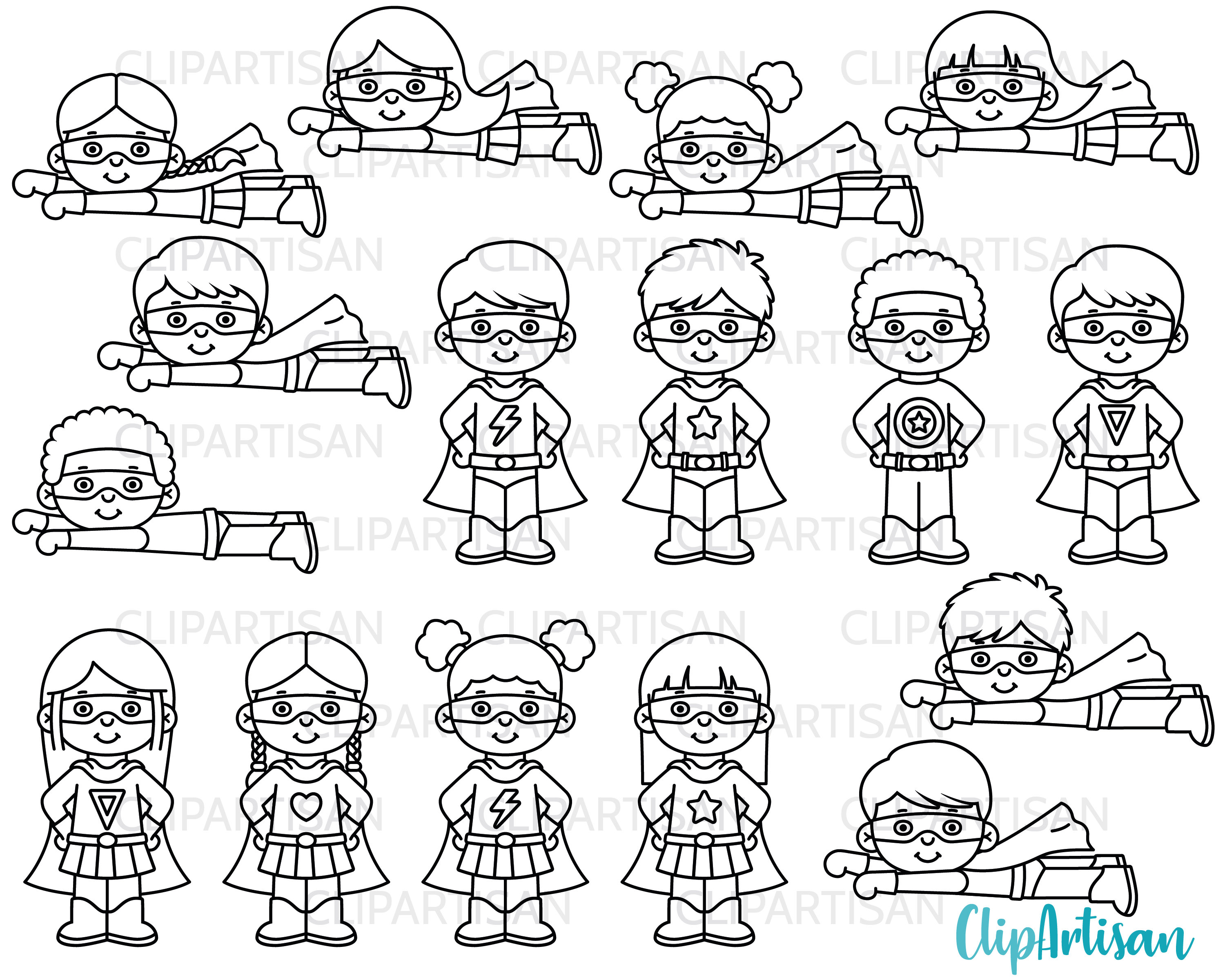 36 Kids Superhero Clipart Superheroes Kids Clipart 