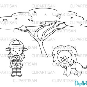 Safari Digital Stamps, African Safari Clipart, Cute Jungle Animals, Instant Download, PNG, SVG image 2