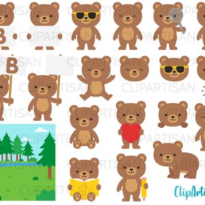 Bear Clipart Mignon Kawaii Bear PNG Téléchargement instantané 0034