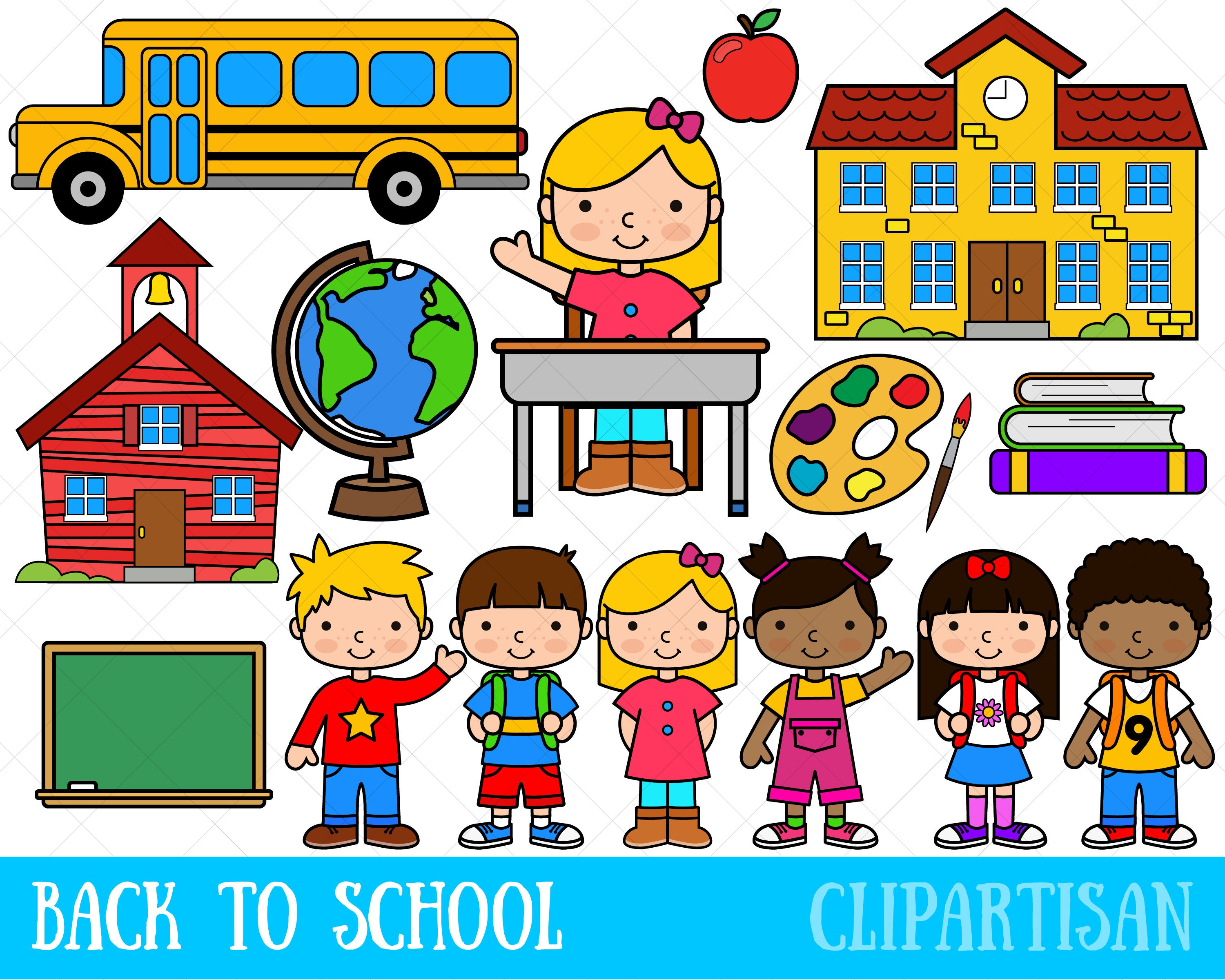 Back To School Clipart First Day Of School Clip Art Etsy