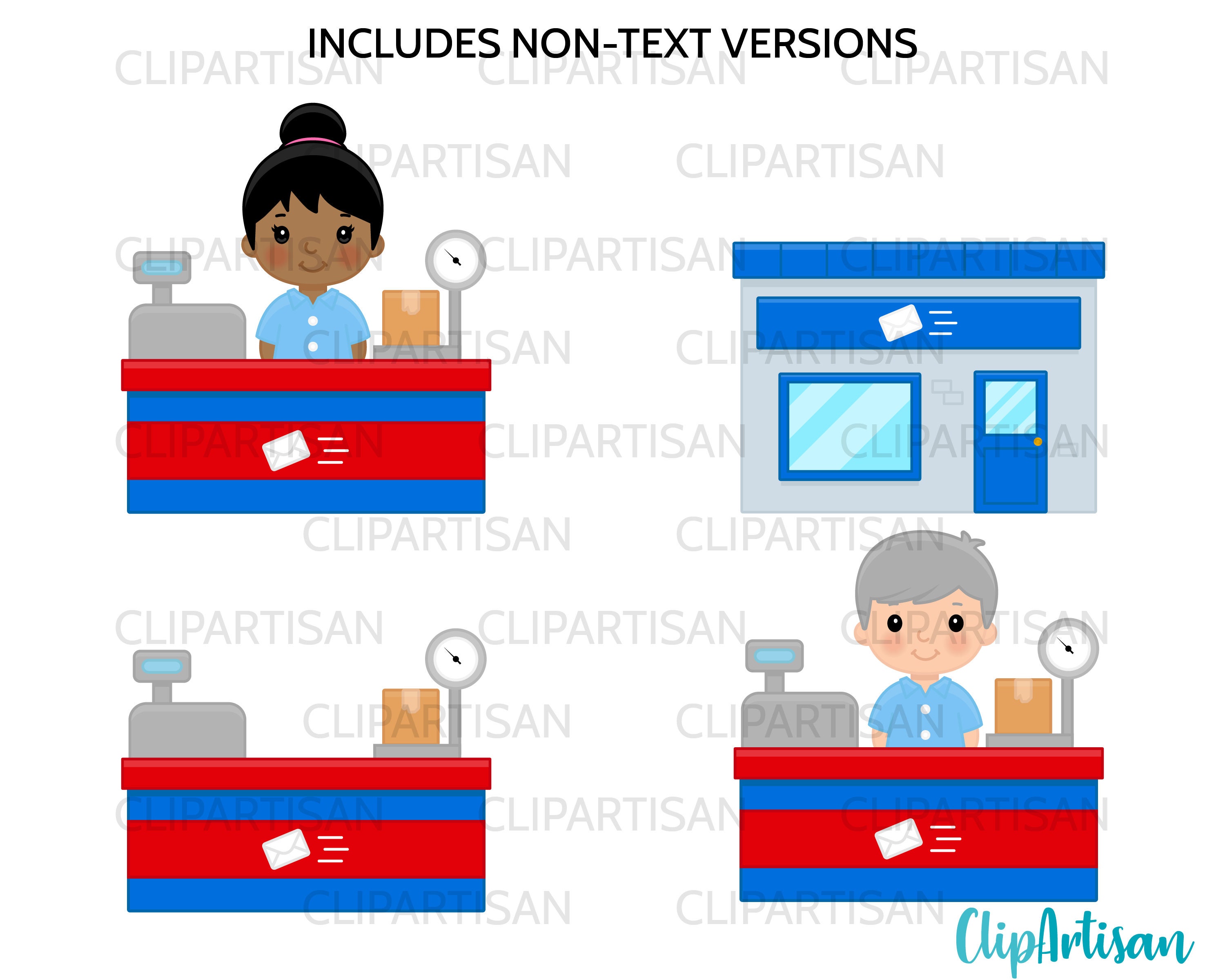 Post Office Clip Art, Mail Carrier, Mail Truck, Pakket, Pakket, brievenbus,  INSTANT DOWNLOAD - Etsy België, image size:3000x2400