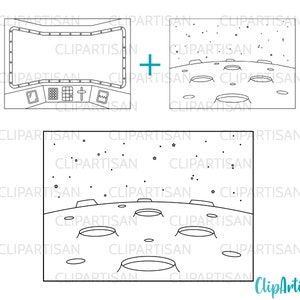 Space Background Scenes Clip Art, Astronaut Busy Book Pages, Mars, Moon, Solar System Background, PNG, Instant Download, 0039 image 4