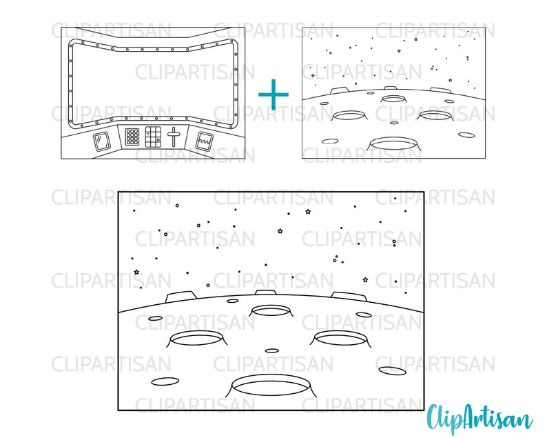 Space Background Scenes Clip Art, Astronaut Busy Book Pages, Mars, Moon, Solar System Background, PNG, Instant Download, 0039 image 4