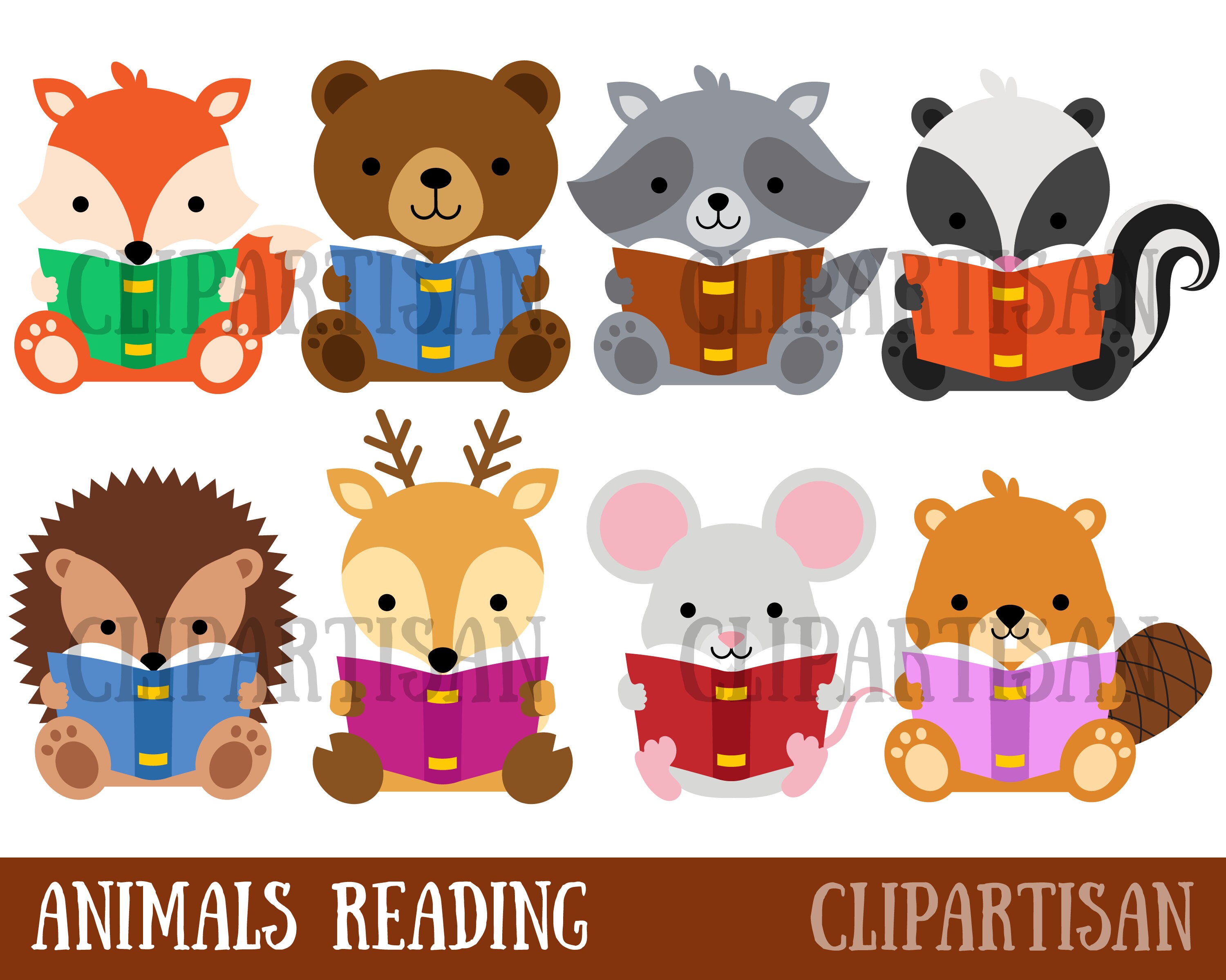 Download Animals Reading A Book Clipart Woodland Animals Back To Etsy