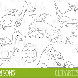 Dragon Clipart, Digital Stamps, PNG, SVG