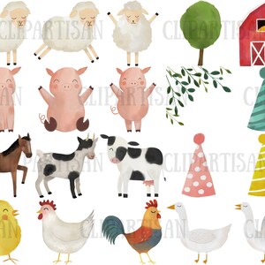 Watercolor Farm Animals Clipart, Watercolor Horse, Chicken, Pig, Cow - Etsy