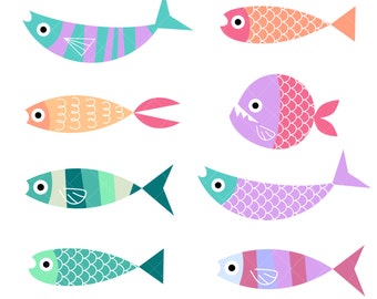 Bunte Fische Clipart