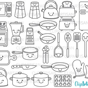 Kawaii Baking Clipart, Cute Kitchen Cooking Clip Art Set, PNG Instant  Download 0013