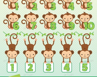 Monkey Numbers / Numbers 1 to 10 Clipart