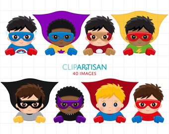 Flying Superhero Kids, Super Kids Costumes, Superheroes Clipart, Clipart, INSTANT DOWNLOAD 0026