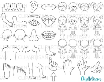 Body Parts Clipart Senses Anatomy Clip Art Human Body PNG SVG Instant Download 0029
