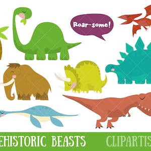Clipart di dinosauro / preistorici animali / Tyrannosaurus / Diplodocus / Triceratops / pterodattilo / Stegosaurus / Mammut / Jurrasic