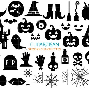 Halloween SVG Clipart, Ghost Svg, Witch svg, Pumpkin Svg, Jack o&#39; Lantern, Skull, Halloween Doodles, SVG, PNG, 0041
