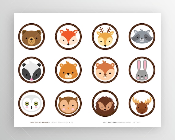 Woodland Animals Cupcake Toppers Printable - Etsy Woodland Animals Cupcake Toppers Printable - Etsy