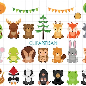 Woodland Baby Animals Clipart | Forest Animal Clipart | Woodland Baby Shower Printable