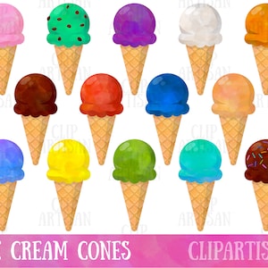 Watercolor Ice Cream Cones