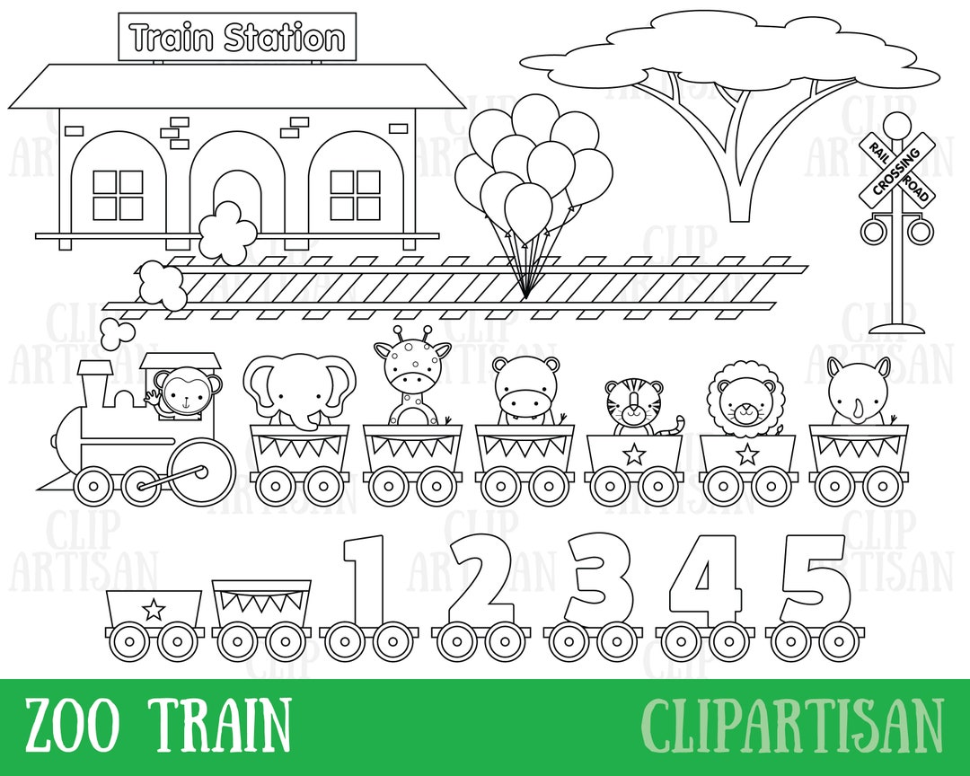 Zoo Train Clipart / Animal Train Digital Stamps / Zoo Clipart / Baby ...