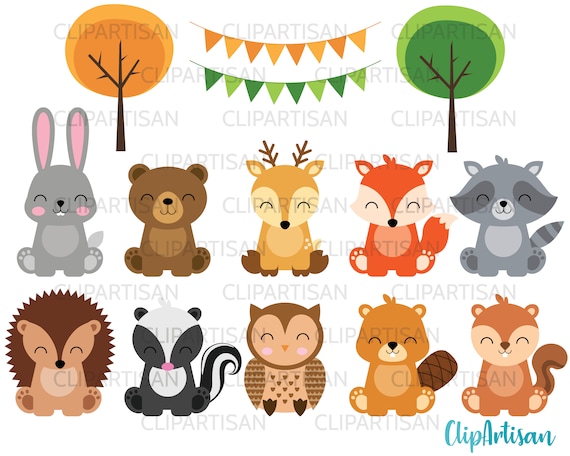 Woodland Baby Animals Clipart Forest Animal Clipart Etsy