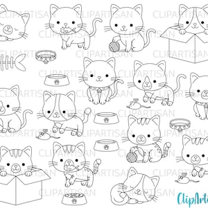 Kittens Clipart Cute Kitty Cats Kitties Pets Graphics Digital Stamps PNG JPEG SVG Instant Download 0002