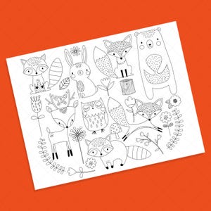 Woodland Animals Digital Stamp Line Art EPS Vector Graphics Coloring Page image 2