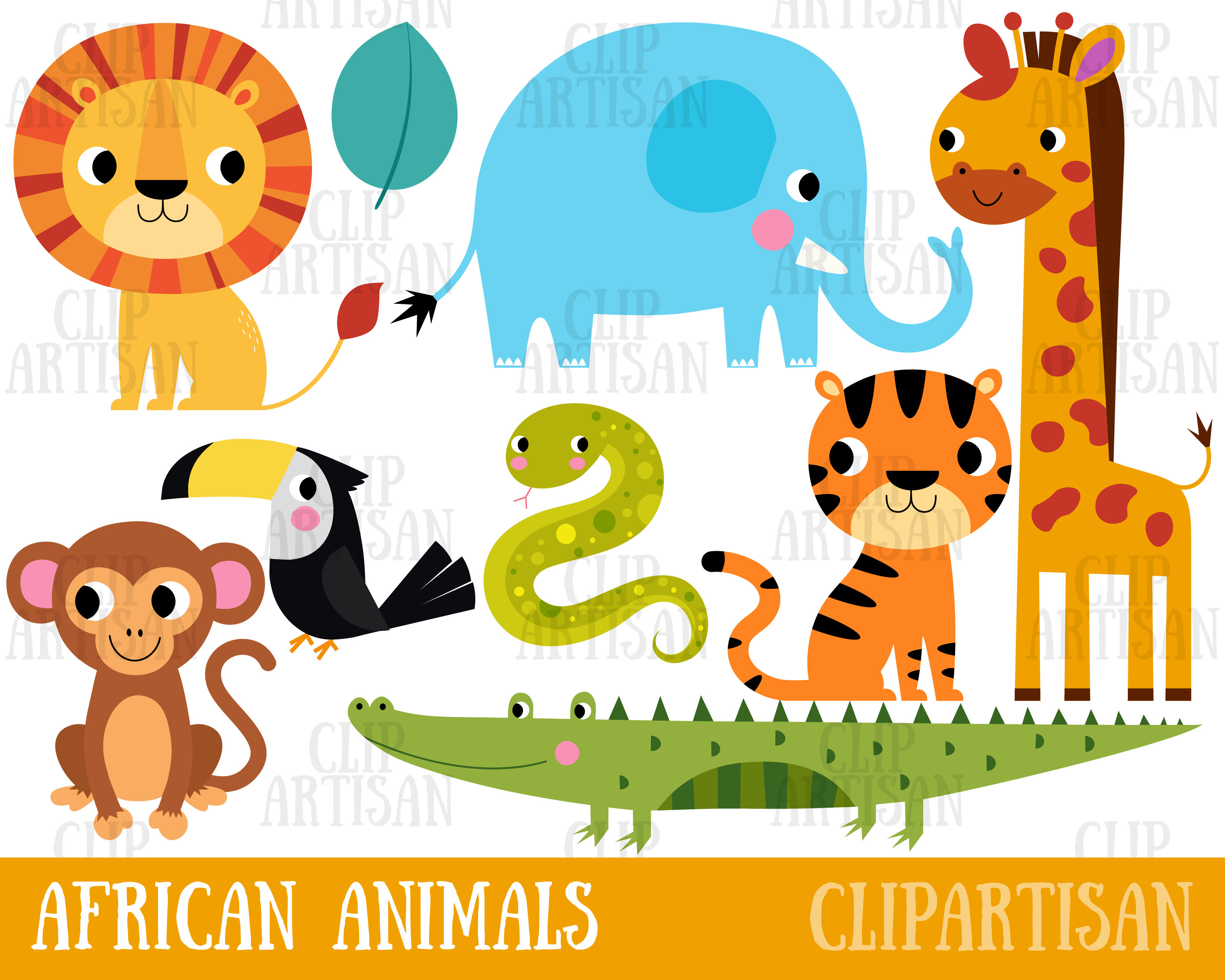 Cute African Animals Clipart Safari Animal Printable Etsy Cute African Animals Clipart Safari Animal Printable Etsy