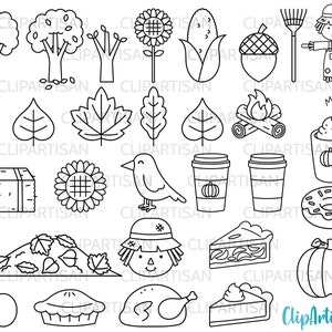 Fall Autumn Clip Art Pumpkin Spice Harvest Autumn Leaves Instant Download Digital Stamps PNG SVG Instant Download 0014